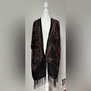 UNBRANDED Silk Blend Velvet Tasseled Whimsigoth Vamp Festival Shawl